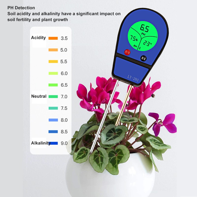 Soil Detector LED Screen PH Tester Plant Moisture Meter Acidity