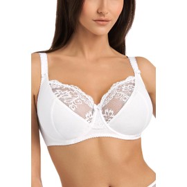 Teyli Women's Bra - Minimiser Bra Underwire - Cotton Bra - Bra Large Sizes - Bra Large Breasts - Comfort Strong Hold Bra - Women's Underwired Minimiser - Women's Bra Women Bra, White