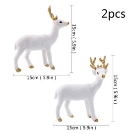 Christmas Reindeer Figures 2 Pcs White Reindeer Art Animal Ornament Miniature Forest Animals Figures Simulation Standing Deer Elk Decoration for Christmas Decorations Party Favors Supplies