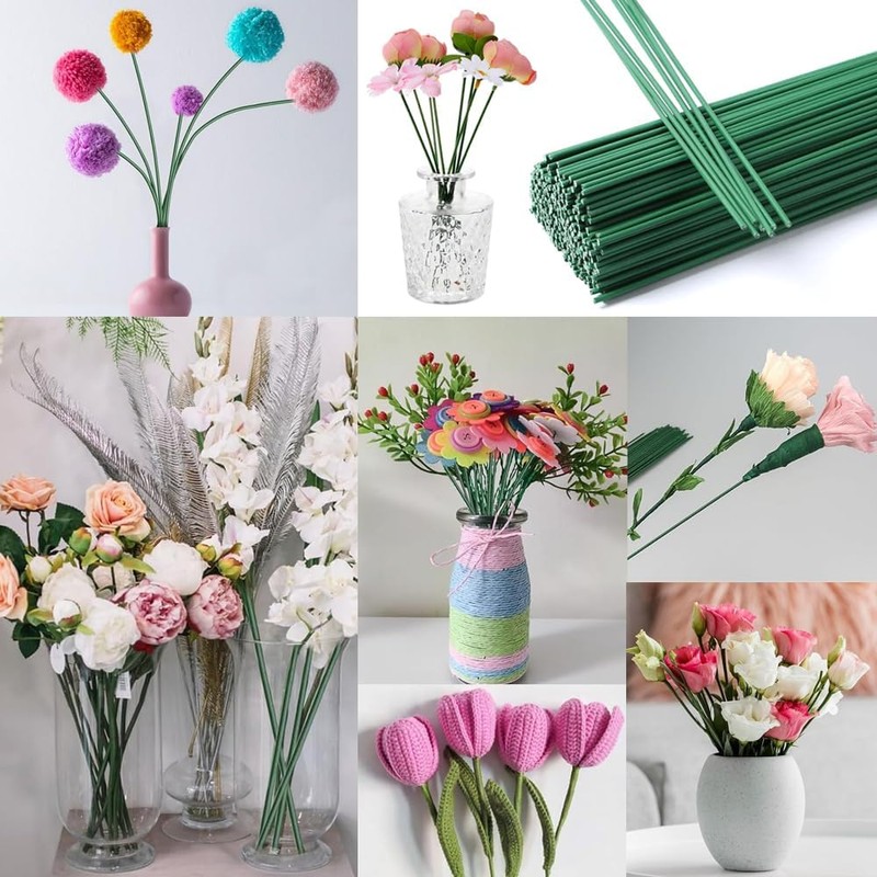 EDu Craft Wire, Artificial Flowers, 50 pieces, Flower Wire, Paper-wrapped