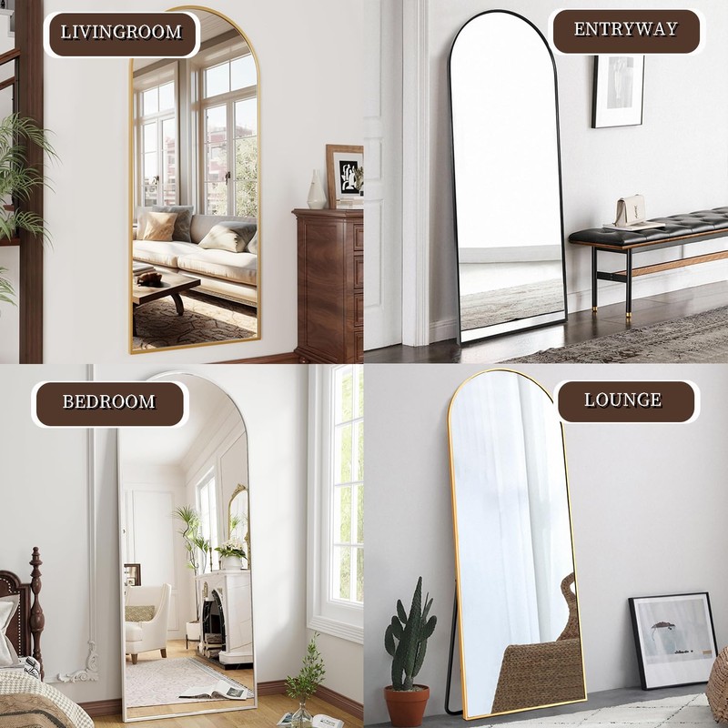 OGCAU Floor Full Length Mirror, 56"x20" Arched Full Body Mirror,