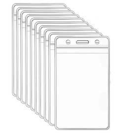 ID Card Holder,10 PCS Badge Holder,Clear Vertical Badge Holder,with Waterproof Resealable Zip,Name Tag Holder for Multiple Cards