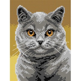 Wizardi Needlepoint Canvas for halfstitch Without Yarn British Shorthair 3356F Orchidea