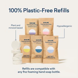 BLUELAND Foaming Hand Soap Refill Tablets, 4-Pack, Variety Scents, Eco Friendly Cleaning Products, 4 x 9 Fl oz