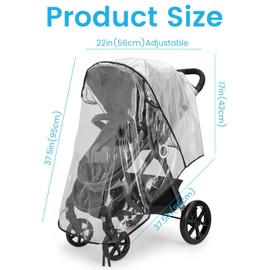Stroller Rain Cover, Clear Rain Cover for Stroller, Universal Travel Weather Shield, Windproof and Waterproof