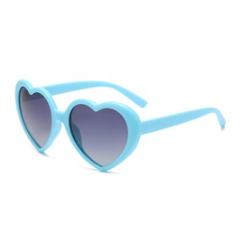 WDZAYXC Polarised Oversized Heart Retro Sunglasses Cute Glasses UV400 Protection, blue/grey