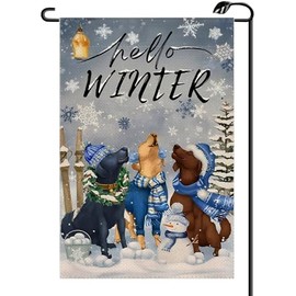 Dogs Hello Winter Garden Flag 12x18 Inch Vertical Double Sided Christmas Small Flags Farmhouse Outside Decoration For Yard DJ07