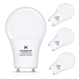hansang GU24 LED Light Bulb 9W Equivalent 100W, Two Prong Light Bulb A19 Shape 4000K Natural White, GU24 Twist Lock Base 2 pin led Light Bulb, 900 Lumens Non-Dimmable for CFL Replacement, 4 Pack