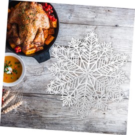 Garneck 2pcs Snowflake Table Mat Christmas Table Mat Table Top Decor Place Mats Christmas Dinner Mats Christmas Mat Christmas Fork Mats Holiday Placemats Snowflake Placemat Decor White Pvc