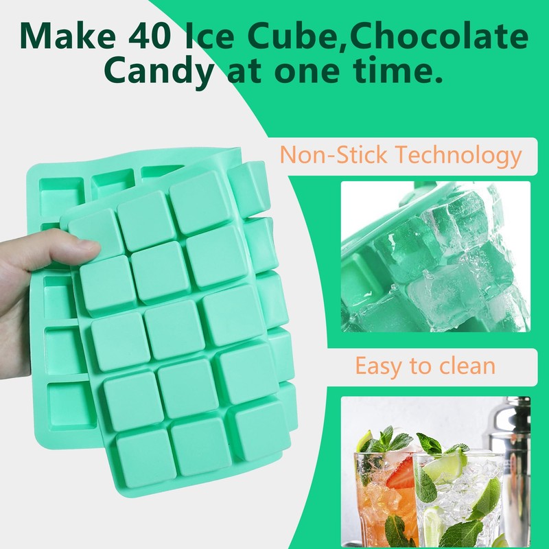 Zorazio 40-Cavity Square Silicone Mold,2Pack Silicone Caramel Candy Molds,Square Hard