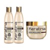KATIVA Keratina kit -shampoo, balsamo-acondicionador y tratamiento intensivo