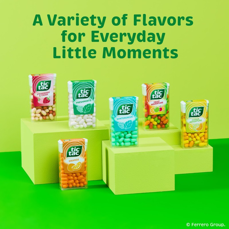 Tic Tac Fruit Adventure Mints, 4 Bottle Packs, On-The-Go Refreshment,