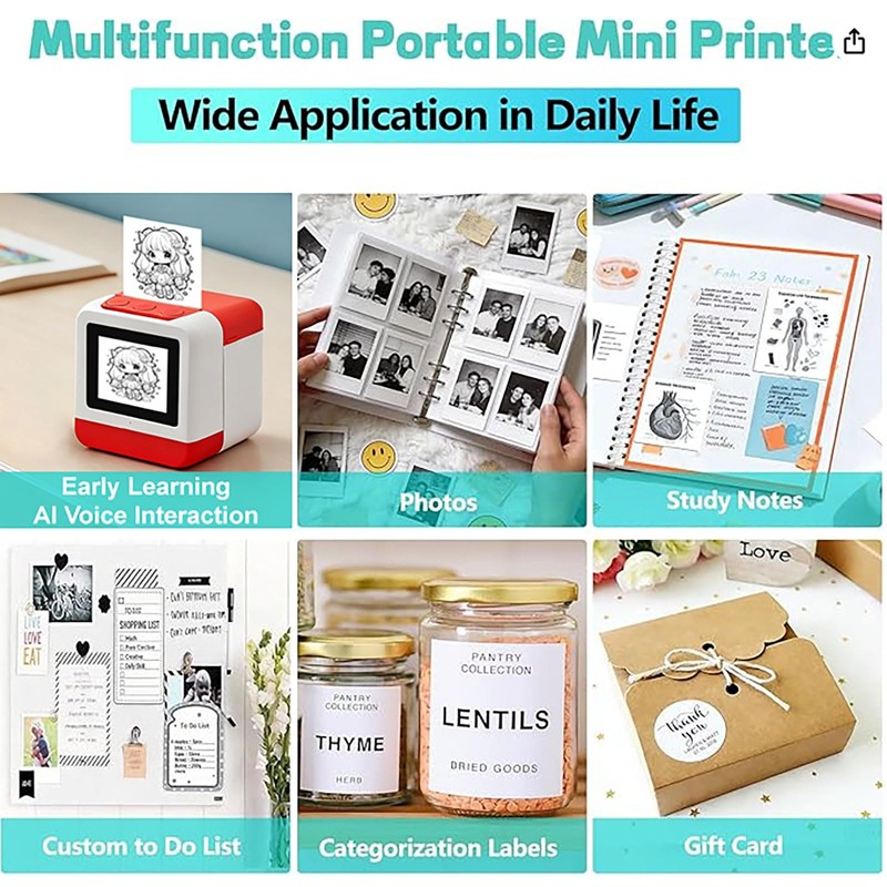 Lqqyee Smart AI Voice Sticker Maker Machine,Mini Sticker Printer for