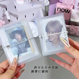 PP material, small card book, foldable storage, expandable, convenient to carry, can store mini photos, game cards, anime cards, sports cards and more (12 pages folded)