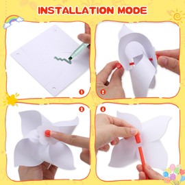 100 Pcs DIY Pinwheels Craft for Kids Bulk Blank Paper Pinwheels Color Your Own Pinwheel for Spring Summer Craft for School Group Daycare Home Fun Graffiti Art