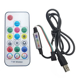 Vrabocry WS2812B WS2811 5050 RGB Led Strip Light Music Controller Mini 17Keys RF Wireless Remote Control 370Modes Change USB 5V for Dream Color RGB LED Strip Light