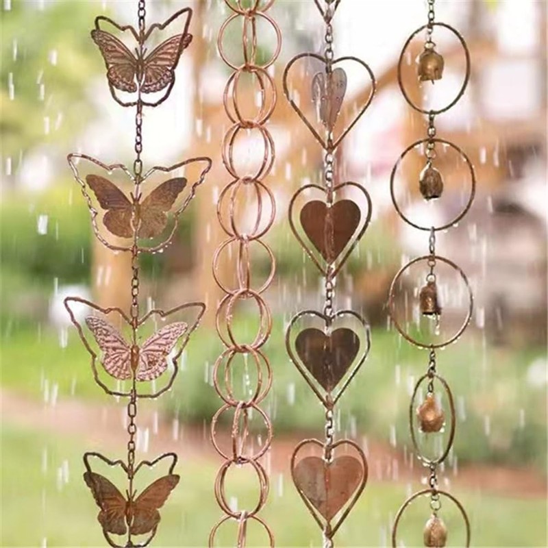 Wisyurt Steel Leaf Rain Chain, Garden Mom, Gutters, Rain Catcher