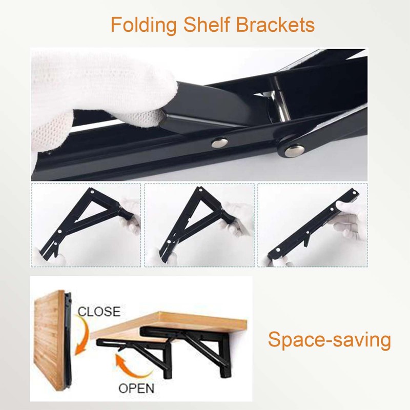 Zui Zhan Folding Shelf Brackets 2 Pack, 12 Inch Heavy