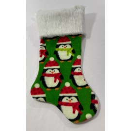 HANDMADE 16"X 9" FLEECE CHRISTMAS STOCKING PENGUINS WITH SCARVES