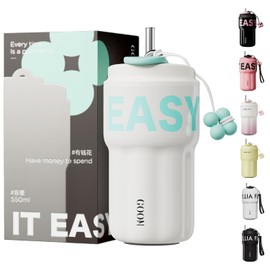 GOOM Tumbler, Water Bottle, Coffee Cup, 316 Stainless Steel, 19.6 fl oz (550 ml), Direct Drinking, Vacuum Insulated, Cold Insulated, Thermal, Lightweight, Stainless Steel Bottle with Strap, Stylish