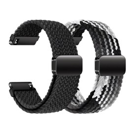 Kaempe Pack of 2 Watch Strap 22 mm, Replacement Strap Smartwatch, Nylon Strap 22 mm for Smartwatch with Adjustable Magnetic Clasp Bracelet for Men for Smartwatches and Watches, Nylon, No Gemstone