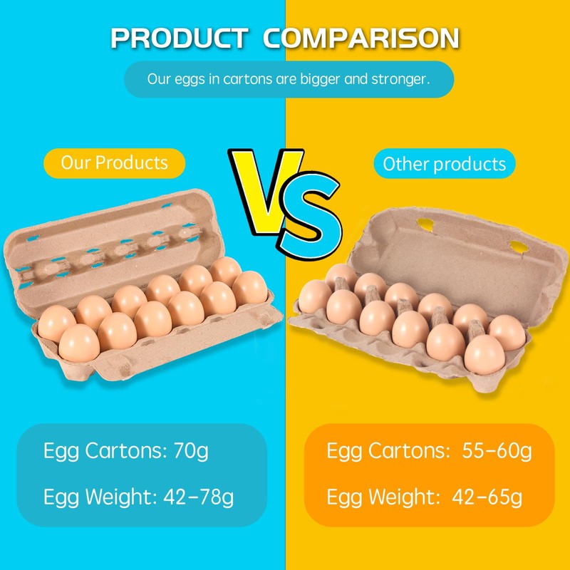 DecarDamai 100-Pack Bulk Empty Egg Cartons for Storage, 12-Count Natural
