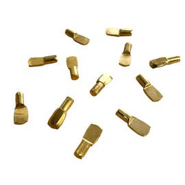 12 x Shelf Support Spade/Spoon Type Pegs for 7 mm Hole (Brass Plated)