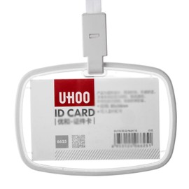 BOHALUU ID Card Holder, Horizontal & Vertical, Simple, Card Storage, Employee ID Card Case, Name Holder, Neck Holder, Double-Sided, With Neck Strap, Men's, Women's, Gray, Horizontal)