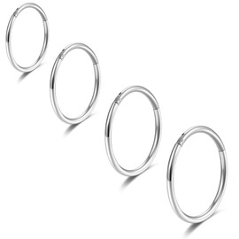 Lantine Hinge 20g 18g 16g Nose Piercing Ring Hoop Earrings 6 mm 8 mm 10 mm 12 mm 14 mm 16 mm Septum Ring Clicker Cartilage Nostril Helix Piercings Hoop Earrings Set, Metal, No gemstone