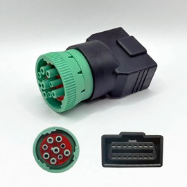 OBD2 Adapter,9 pin to OBD2 Adapter,9pin J1939 Male to OBD2 16pin Female Adapter,J1939-J1962 9pin-16pin Adapte Work for Heavy Duty Trucks and Commercial Vehicles