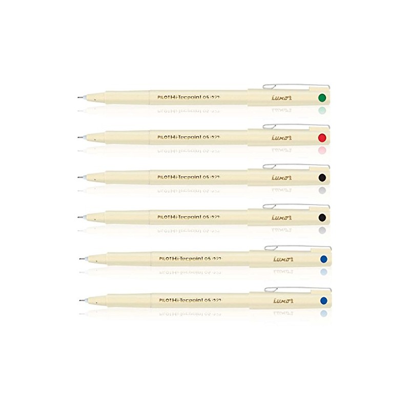 Pilot Hi-tecpoint 05 Pen (Blue/Black/Red/Green - Pack of 6)