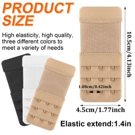 BDFDSJ 3PCS Women's Bra Extender 3 Hook Elastic Bra Band,Bra Strap Extender for Women,Bra Extension Soft and Comfortable