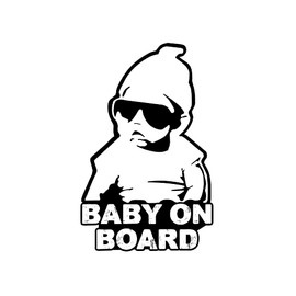 Pure Print Cut Baby on Board Gangster Sunglasses Car Sticker Weatherproof Sticker for Wall Decoration, Car, Motorcycle & Scooter