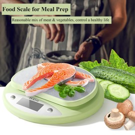 Cute Kitchen Scale, Digital Food Scale with LCD Display, 11 ib (5kg) Capacity, 0.03 oz (1g) Precise Weight Measuring for Baking Cooking (Green)