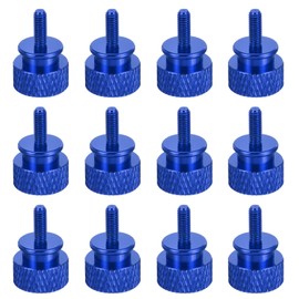 sourcing map 12pcs M3x8mm Knurled Thumb Screw Computer Case Threaded Hand Tighten Screws Aluminum Alloy for PC Case, Dark Blue