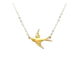 JENNYandJUDE Flying Sparrow Gold Fill Necklace- Simple Minimalist Delicate Wish Everyday