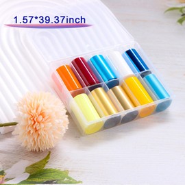 WOKOTO 10 Rolls Bright Color Nail Foils Nail Art Transfer Stickers Nail Art Foils Sheets Nail Wraps Nail Transfer Foil for Nails Transfer Paper Nail Decoration for Women Girls (1.57inch×39.4inch)