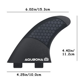 AQUBONA Single Dual Tab G3/G5/G6 Half Carbon+Honeycomb Surfboard fin Tri Fin Thruster Set Surfboard fins (F1-Half carbonG3)