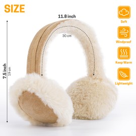 GNEGNI LIFE Winter Earmuffs for Women Fax Fur Fluffy Plush Earmuff Warm Earwarmer Furry Ear Covers for Skiing Skating Hiking (Light Maroon)