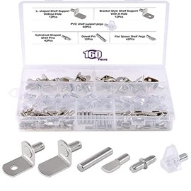 160PCS Shelf Pegs for Shelves Kit,Hardware Heavy Duty Shelf Pegs & Pins Kit,Bookshelf Pegs for Shelves in Cabinet,Shelf Clips for Cabinets,Metal Shelf Clips and Shelf Holders Pegs