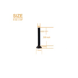 binifiMux 50pcs Black 6-32 x 3/8" Flat Socket Cap Screws Countersunk Screws 12.9 Grade Alloy Steel