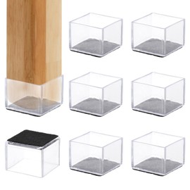 PATIKIL Chair Leg Floor Protectors for Hardwood Floors Square PVC Felt Fits 3.5cm Furniture Leg Cap, Furniture Feet, Carpet, Small Slider, Clear, Pack of 8