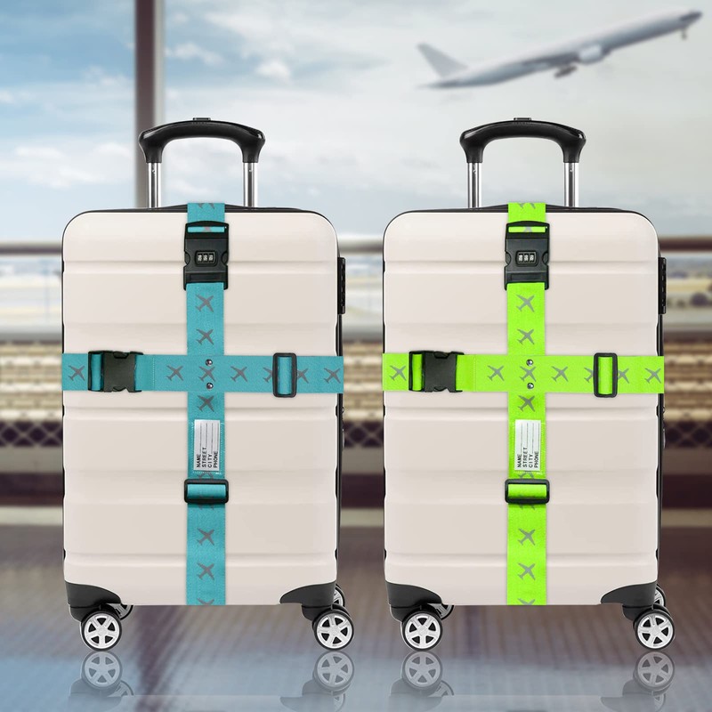 AOKITO Suitcase Strap, Suitcase Strap, Pack of 4 with Combination