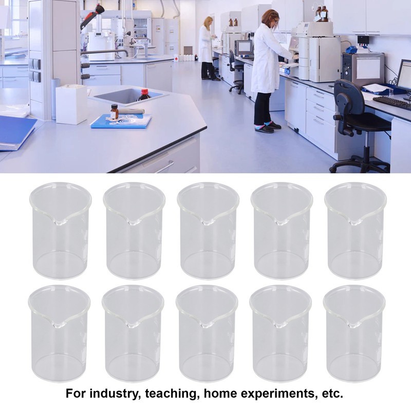 10PCS Glass Beaker Set Experiment Measuring Cup with Scale Teaching