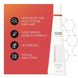 TRIDESIGN Ecollogen Moisturizing Shampoo - Hydrating Hair Shampoo For Natural Hair, Unisex, Thickening & Volumizing Shampoo, Unscented, Non-fragrance Shampoo Gentle Cleanser- 10.5 oz
