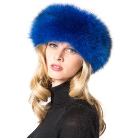 Headband-headbands-hat-hats-cap-caps-fur-mink-collar-collars-hair scarf-fox headband-fox-fur headband-headwear-ear muff-neck warmer (Royal Blue)