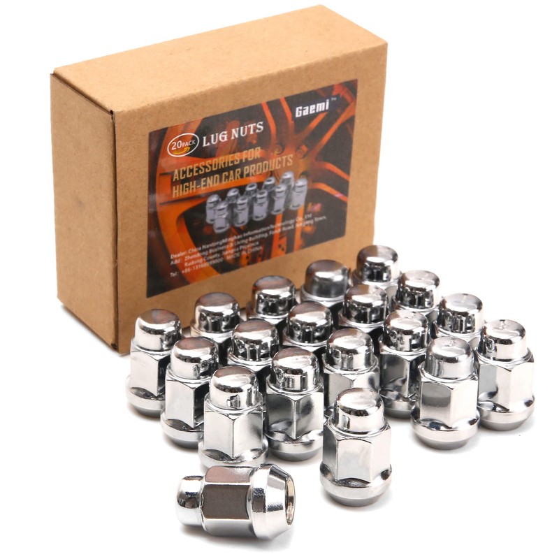 Gaemi 7/16 Lug Nuts, 20 PCS Chrome Closed End Bulge