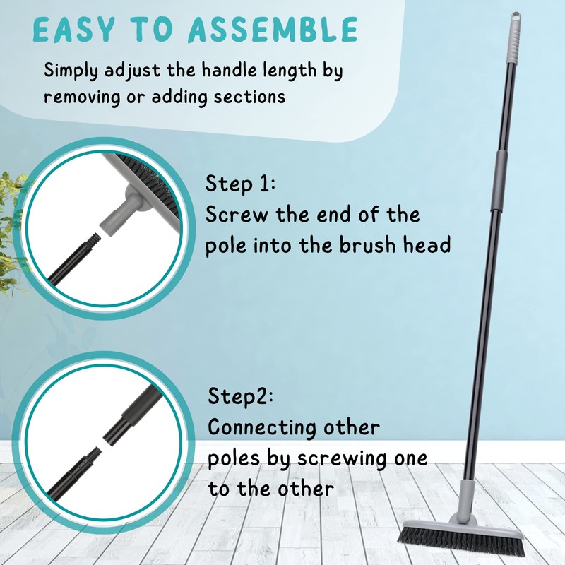 Grout Brush with Long Handle, 49'' Tile Cleaner Tool for
