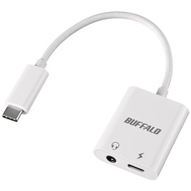 BSMPCPD355WH Buffalo Audio Converter Adapter USB Type C to 3.5mm PD Charging 100W High Resolution DAC Heavy Duty White