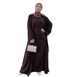 Abayas For Women Muslim With Hijab Long Maxi Robe Cardigan Eid Ramadan Kaftan Dress Burqas Traditional Arabic Turkish Islamic Dresses Prayer Dress With Khimar Coffee + Hijab S